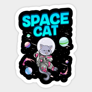 Adorable Space Cat Cute Kitty Astronaut Exploring Sticker